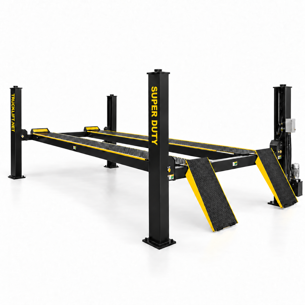 TRUCKLIFT.NET HD14 14,000 lb Four-post truck lift — SUPER DUTY front-right post