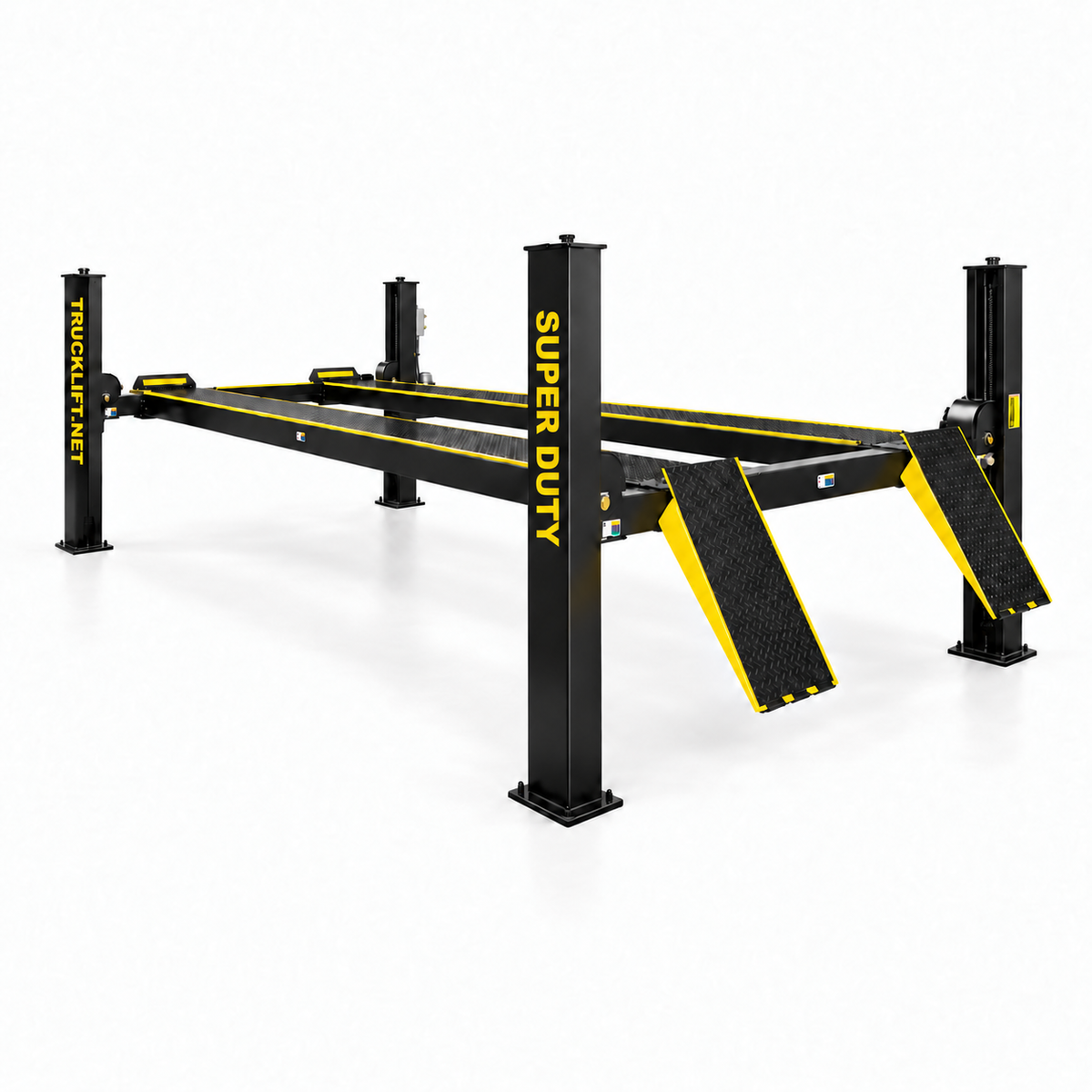 TRUCKLIFT.NET HD14E 14,000 lb Four-post truck lift — SUPER DUTY front-right post