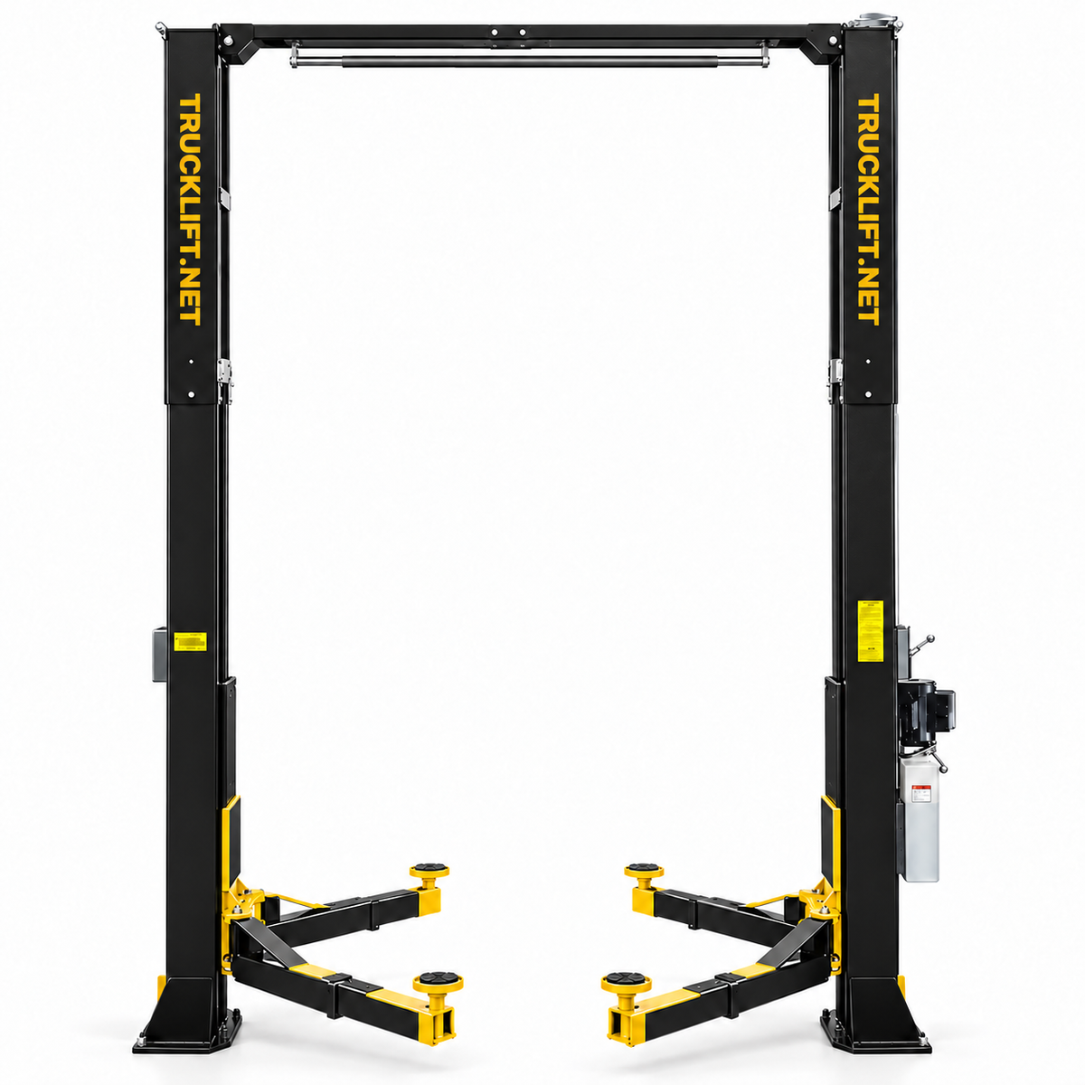 TRUCKLIFT.NET HDT18 — 18,000 lb Two-post Lift — black and yellow finish